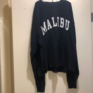 Brandy Melville Navy Malibu Waffle Knit Long Sleeve Tee